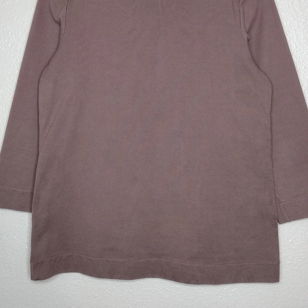 Kate Spade Saturday Boat Neck Minimalist Neutral Brown 3/4 Sleeve Top Sweater
